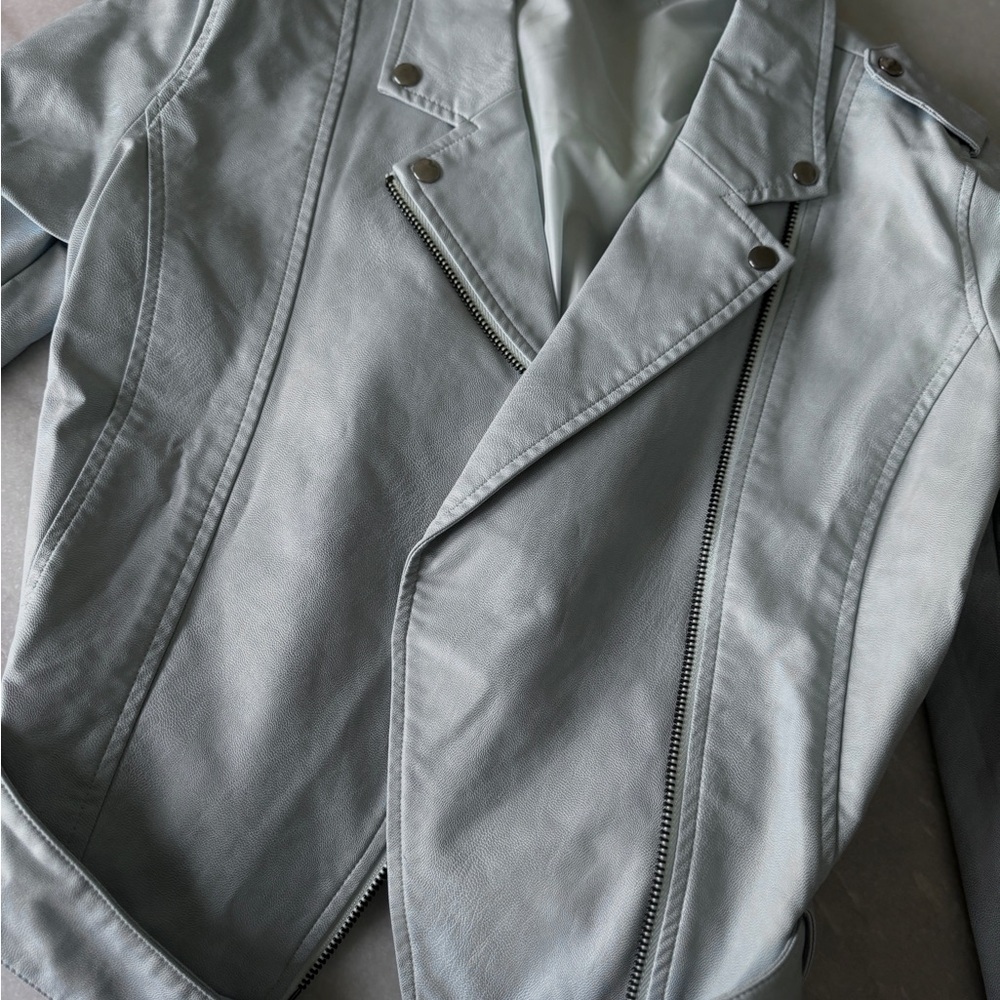 Wild Honey Women Light Blue Vegan Leather Moto - Picture 6 of 13